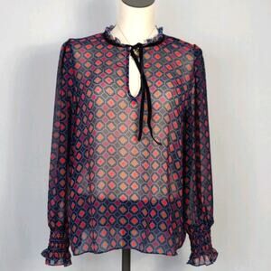 Highline Multicolor Tile Pattern Blouse SZ M